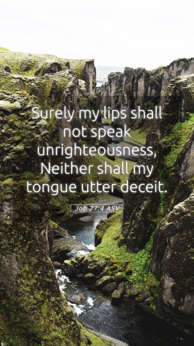 Picture 05 - Job 27:4 ASV Mobile Phone Wallpaper - Surely my lips shall not speak unrighteousness, - Mobile Bible Verse Wallpaper