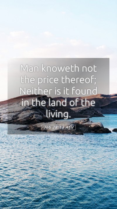 Picture 05 - Job 28:13 ASV Mobile Phone Wallpaper - Man knoweth not the price thereof; Neither is it - Mobile Bible Verse Wallpaper