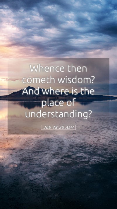 Picture 05 - Job 28:20 ASV Mobile Phone Wallpaper - Whence then cometh wisdom? And where is the place - Mobile Bible Verse Wallpaper