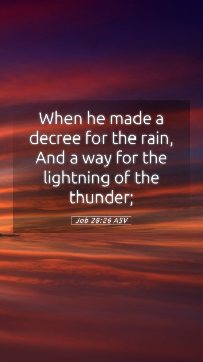 Picture 05 - Job 28:26 ASV Mobile Phone Wallpaper - When he made a decree for the rain, And a way for - Mobile Bible Verse Wallpaper