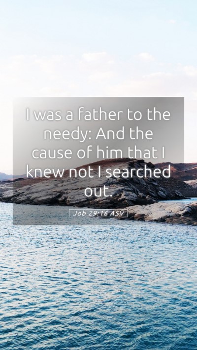 Picture 05 - Job 29:16 ASV Mobile Phone Wallpaper - I was a father to the needy: And the cause of him - Mobile Bible Verse Wallpaper