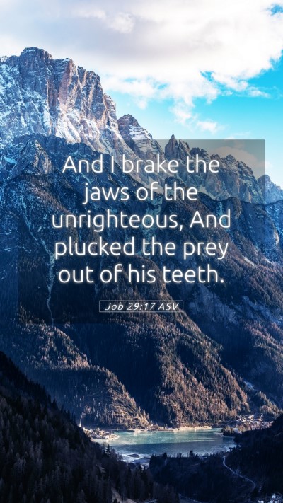 Picture 05 - Job 29:17 ASV Mobile Phone Wallpaper - And I brake the jaws of the unrighteous, And - Mobile Bible Verse Wallpaper