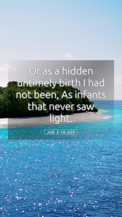 Picture 05 - Job 3:16 ASV Mobile Phone Wallpaper - Or as a hidden untimely birth I had not been, As - Mobile Bible Verse Wallpaper