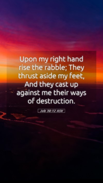 Picture 05 - Job 30:12 ASV Mobile Phone Wallpaper - Upon my right hand rise the rabble; They thrust - Mobile Bible Verse Wallpaper