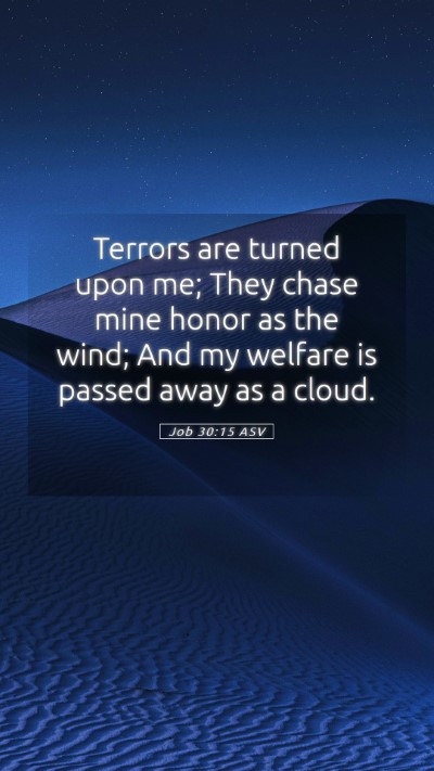 Picture 05 - Job 30:15 ASV Mobile Phone Wallpaper - Terrors are turned upon me; They chase mine honor - Mobile Bible Verse Wallpaper