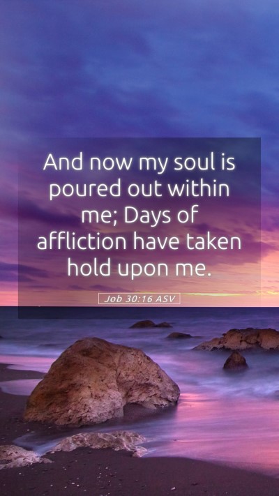 Picture 05 - Job 30:16 ASV Mobile Phone Wallpaper - And now my soul is poured out within me; Days of - Mobile Bible Verse Wallpaper