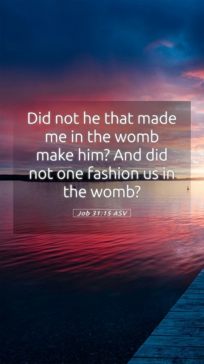 Picture 05 - Job 31:15 ASV Mobile Phone Wallpaper - Did not he that made me in the womb make him? And - Mobile Bible Verse Wallpaper