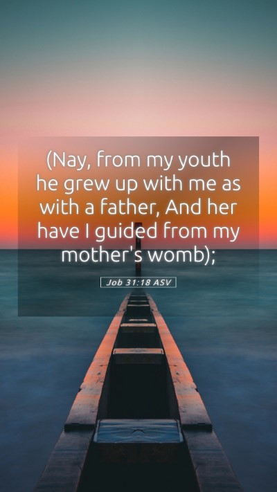 Picture 05 - Job 31:18 ASV Mobile Phone Wallpaper - (Nay, from my youth he grew up with me as with a - Mobile Bible Verse Wallpaper