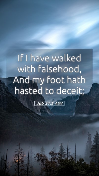 Picture 05 - Job 31:5 ASV Mobile Phone Wallpaper - If I have walked with falsehood, And my foot hath - Mobile Bible Verse Wallpaper