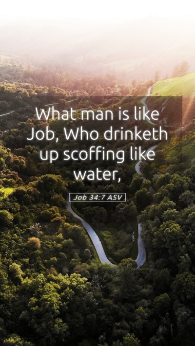 Picture 05 - Job 34:7 ASV Mobile Phone Wallpaper - What man is like Job, Who drinketh up scoffing - Mobile Bible Verse Wallpaper
