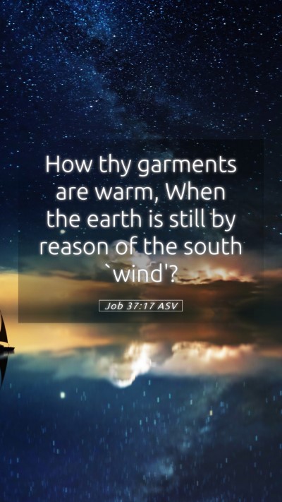Picture 05 - Job 37:17 ASV Mobile Phone Wallpaper - How thy garments are warm, When the earth is - Mobile Bible Verse Wallpaper