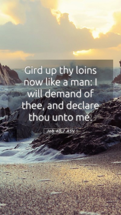 Picture 05 - Job 40:7 ASV Mobile Phone Wallpaper - Gird up thy loins now like a man: I will demand - Mobile Bible Verse Wallpaper