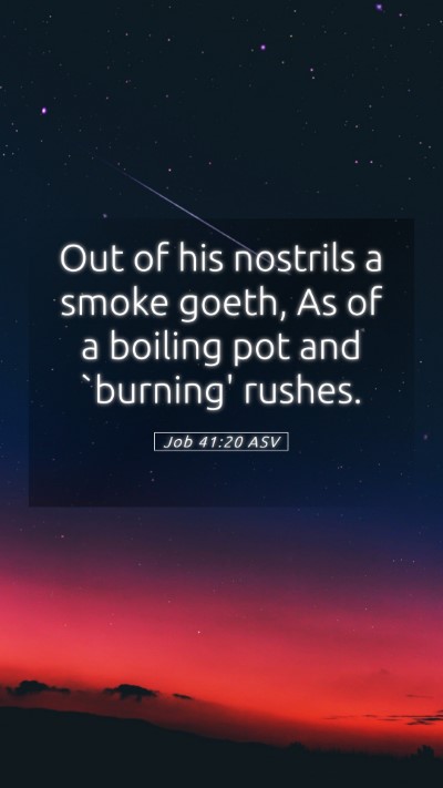Picture 05 - Job 41:20 ASV Mobile Phone Wallpaper - Out of his nostrils a smoke goeth, As of a - Mobile Bible Verse Wallpaper