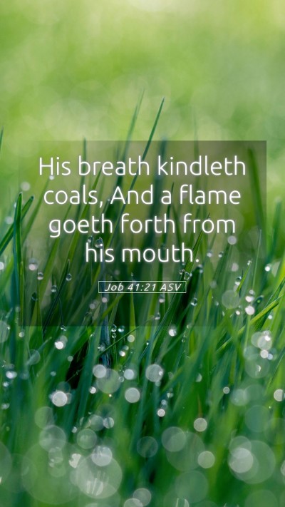 Picture 05 - Job 41:21 ASV Mobile Phone Wallpaper - His breath kindleth coals, And a flame goeth - Mobile Bible Verse Wallpaper