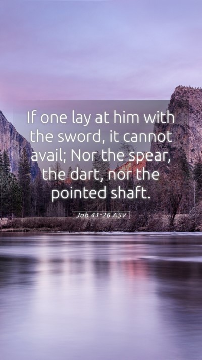 Picture 05 - Job 41:26 ASV Mobile Phone Wallpaper - If one lay at him with the sword, it cannot - Mobile Bible Verse Wallpaper