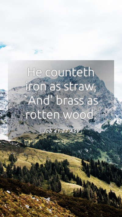 Picture 05 - Job 41:27 ASV Mobile Phone Wallpaper - He counteth iron as straw, `And' brass as rotten - Mobile Bible Verse Wallpaper