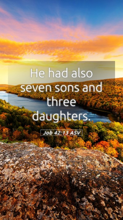 Picture 05 - Job 42:13 ASV Mobile Phone Wallpaper - He had also seven sons and three - Mobile Bible Verse Wallpaper