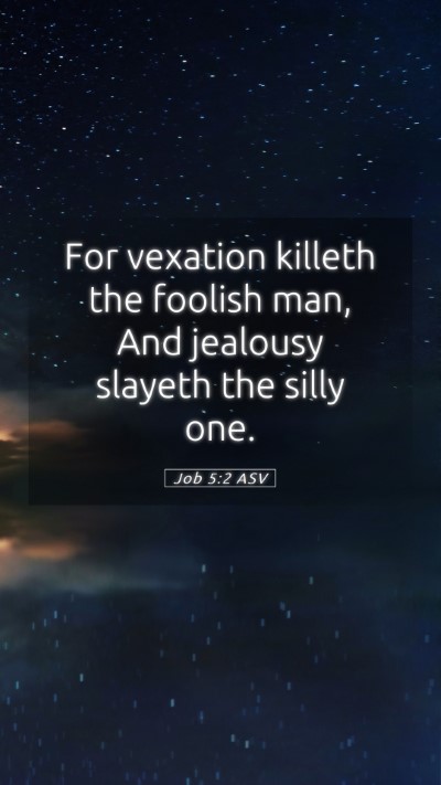 Picture 05 - Job 5:2 ASV Mobile Phone Wallpaper - For vexation killeth the foolish man, And - Mobile Bible Verse Wallpaper