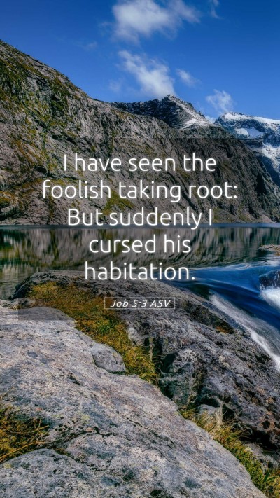 Picture 05 - Job 5:3 ASV Mobile Phone Wallpaper - I have seen the foolish taking root: But suddenly - Mobile Bible Verse Wallpaper
