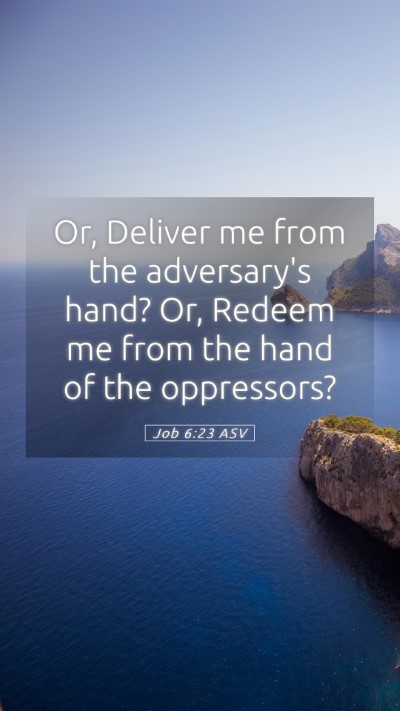 Picture 05 - Job 6:23 ASV Mobile Phone Wallpaper - Or, Deliver me from the adversary's hand? Or, - Mobile Bible Verse Wallpaper