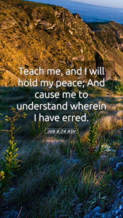 Picture 05 - Job 6:24 ASV Mobile Phone Wallpaper - Teach me, and I will hold my peace; And cause me - Mobile Bible Verse Wallpaper