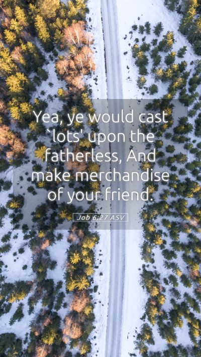 Picture 05 - Job 6:27 ASV Mobile Phone Wallpaper - Yea, ye would cast `lots' upon the fatherless, - Mobile Bible Verse Wallpaper