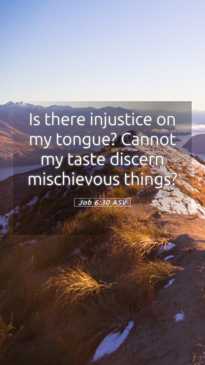 Picture 05 - Job 6:30 ASV Mobile Phone Wallpaper - Is there injustice on my tongue? Cannot my taste - Mobile Bible Verse Wallpaper