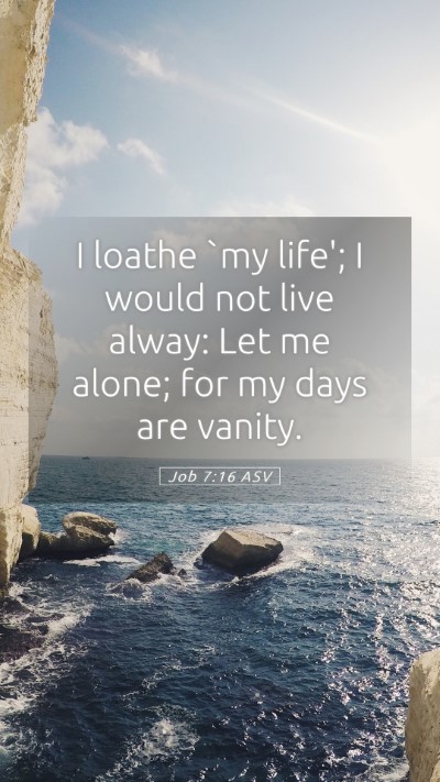 Picture 05 - Job 7:16 ASV Mobile Phone Wallpaper - I loathe `my life'; I would not live alway: Let - Mobile Bible Verse Wallpaper