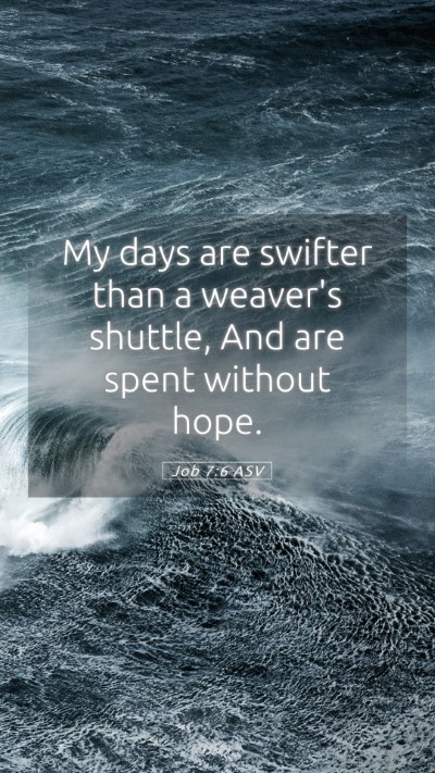 Picture 05 - Job 7:6 ASV Mobile Phone Wallpaper - My days are swifter than a weaver's shuttle, And - Mobile Bible Verse Wallpaper