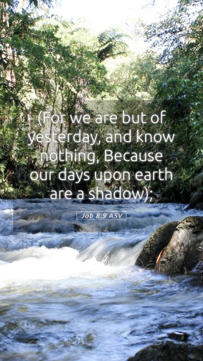 Picture 05 - Job 8:9 ASV Mobile Phone Wallpaper - (For we are but of yesterday, and know nothing, - Mobile Bible Verse Wallpaper