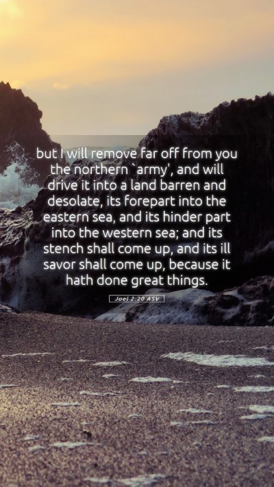Picture 05 - Joel 2:20 ASV Mobile Phone Wallpaper - but I will remove far off from you the northern - Mobile Bible Verse Wallpaper