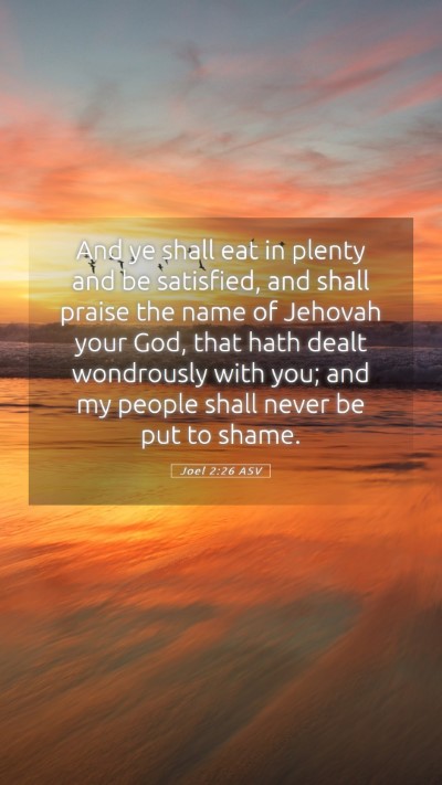 Picture 05 - Joel 2:26 ASV Mobile Phone Wallpaper - And ye shall eat in plenty and be satisfied, and - Mobile Bible Verse Wallpaper