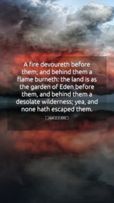 Picture 05 - Joel 2:3 ASV Mobile Phone Wallpaper - A fire devoureth before them; and behind them a - Mobile Bible Verse Wallpaper