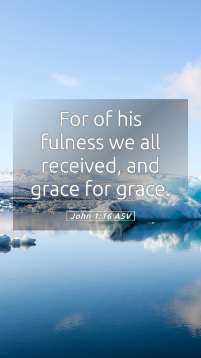 Picture 05 - John 1:16 ASV Mobile Phone Wallpaper - For of his fulness we all received, and grace for - Mobile Bible Verse Wallpaper