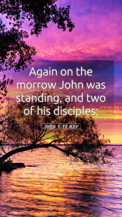 Picture 05 - John 1:35 ASV Mobile Phone Wallpaper - Again on the morrow John was standing, and two of - Mobile Bible Verse Wallpaper