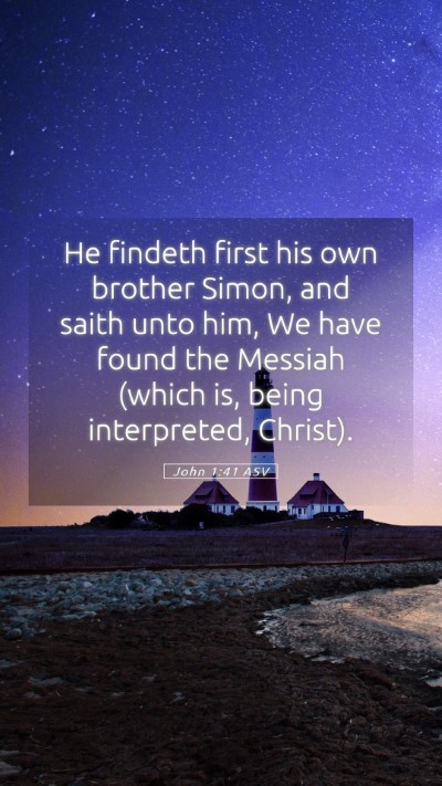 Picture 05 - John 1:41 ASV Mobile Phone Wallpaper - He findeth first his own brother Simon, and saith - Mobile Bible Verse Wallpaper