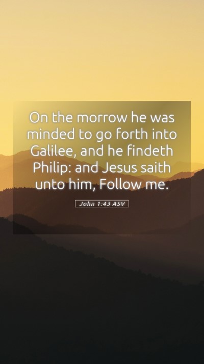 Picture 05 - John 1:43 ASV Mobile Phone Wallpaper - On the morrow he was minded to go forth into - Mobile Bible Verse Wallpaper