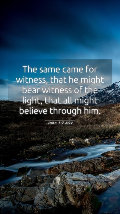 Picture 05 - John 1:7 ASV Mobile Phone Wallpaper - The same came for witness, that he might bear - Mobile Bible Verse Wallpaper
