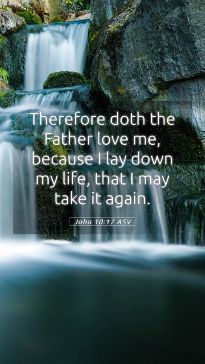 Picture 05 - John 10:17 ASV Mobile Phone Wallpaper - Therefore doth the Father love me, because I lay - Mobile Bible Verse Wallpaper