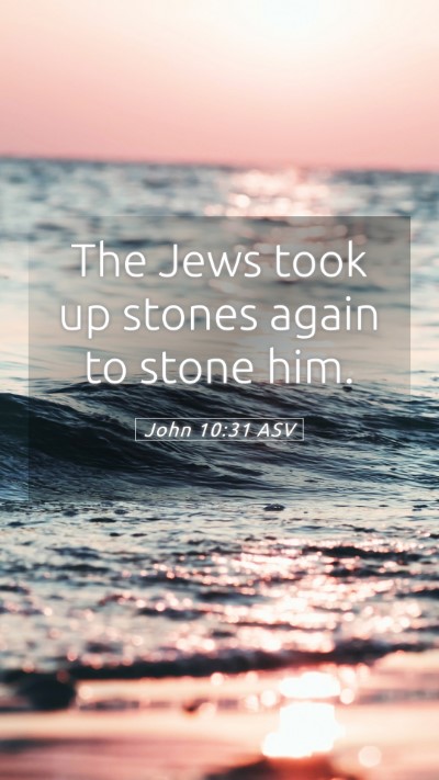 Picture 05 - John 10:31 ASV Mobile Phone Wallpaper - The Jews took up stones again to stone - Mobile Bible Verse Wallpaper