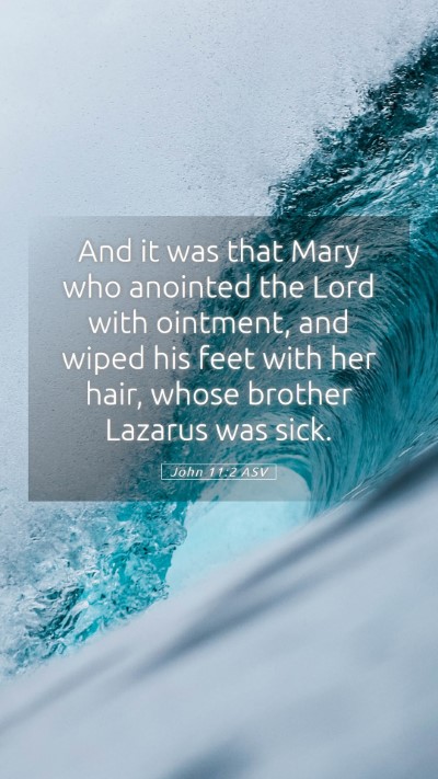 Picture 05 - John 11:2 ASV Mobile Phone Wallpaper - And it was that Mary who anointed the Lord with - Mobile Bible Verse Wallpaper