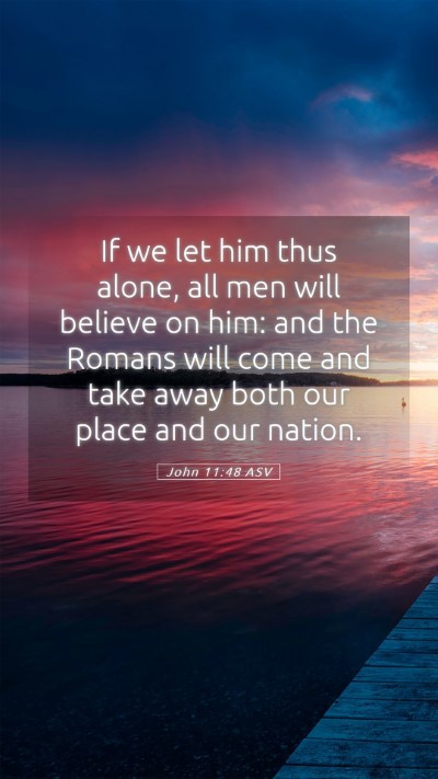 Picture 05 - John 11:48 ASV Mobile Phone Wallpaper - If we let him thus alone, all men will believe on - Mobile Bible Verse Wallpaper