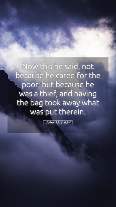 Picture 05 - John 12:6 ASV Mobile Phone Wallpaper - Now this he said, not because he cared for the - Mobile Bible Verse Wallpaper