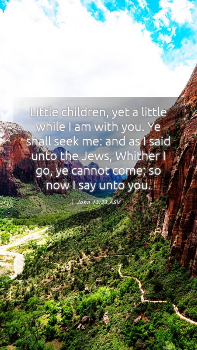 Picture 05 - John 13:33 ASV Mobile Phone Wallpaper - Little children, yet a little while I am with - Mobile Bible Verse Wallpaper