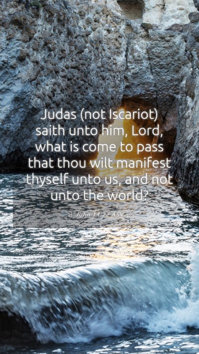 Picture 05 - John 14:22 ASV Mobile Phone Wallpaper - Judas (not Iscariot) saith unto him, Lord, what - Mobile Bible Verse Wallpaper