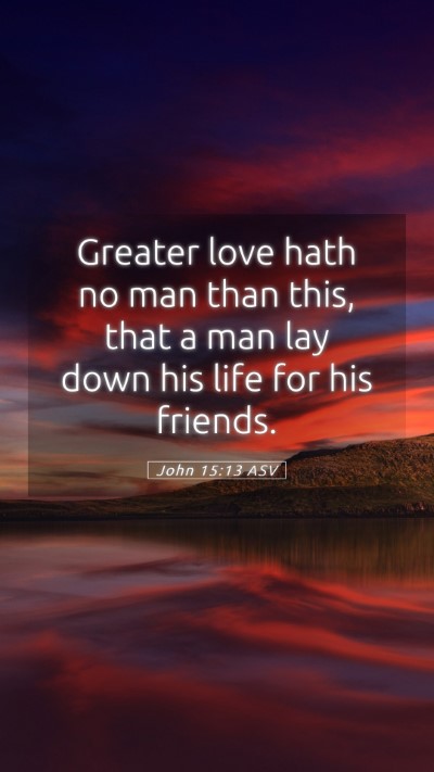 Picture 05 - John 15:13 ASV Mobile Phone Wallpaper - Greater love hath no man than this, that a man - Mobile Bible Verse Wallpaper