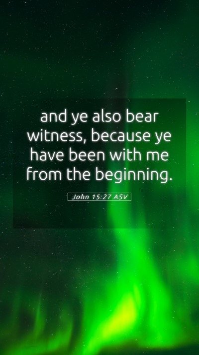 Picture 05 - John 15:27 ASV Mobile Phone Wallpaper - and ye also bear witness, because ye have been - Mobile Bible Verse Wallpaper