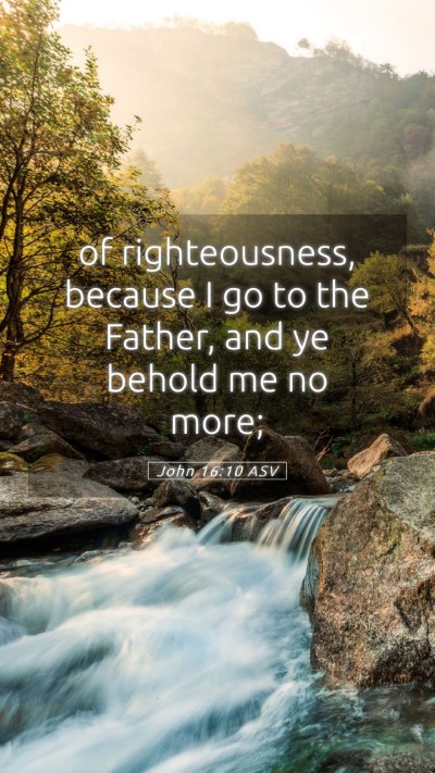 Picture 05 - John 16:10 ASV Mobile Phone Wallpaper - of righteousness, because I go to the Father, and - Mobile Bible Verse Wallpaper