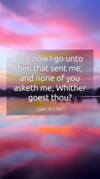 Picture 05 - John 16:5 ASV Mobile Phone Wallpaper - But now I go unto him that sent me; and none of - Mobile Bible Verse Wallpaper
