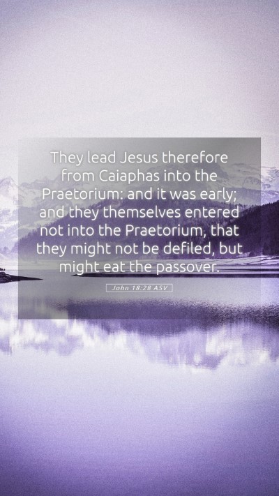 Picture 05 - John 18:28 ASV Mobile Phone Wallpaper - They lead Jesus therefore from Caiaphas into the - Mobile Bible Verse Wallpaper